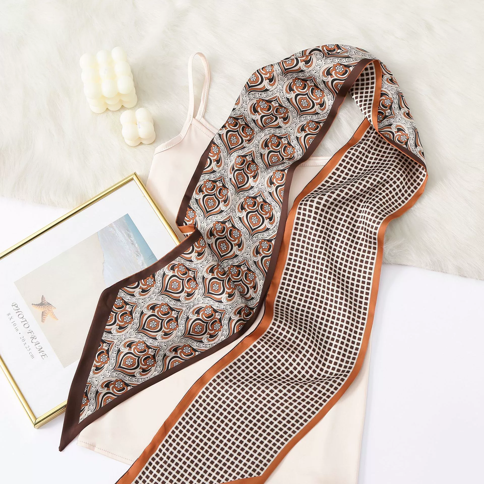 Paisley Print Silk-Look Long Scarf view 4
