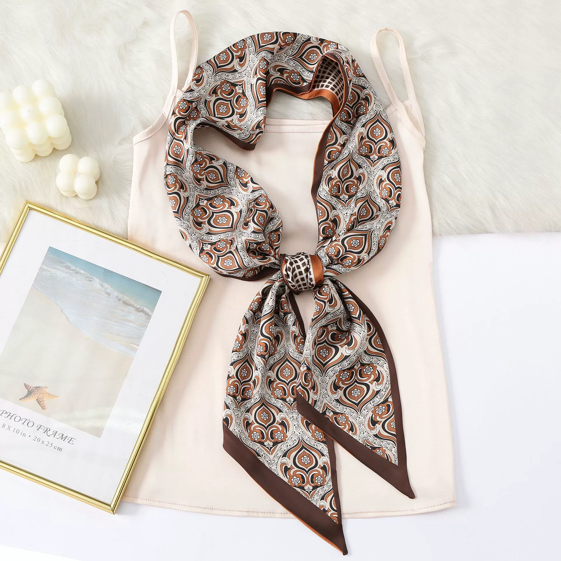 Paisley Print Silk-Look Long Scarf view 7
