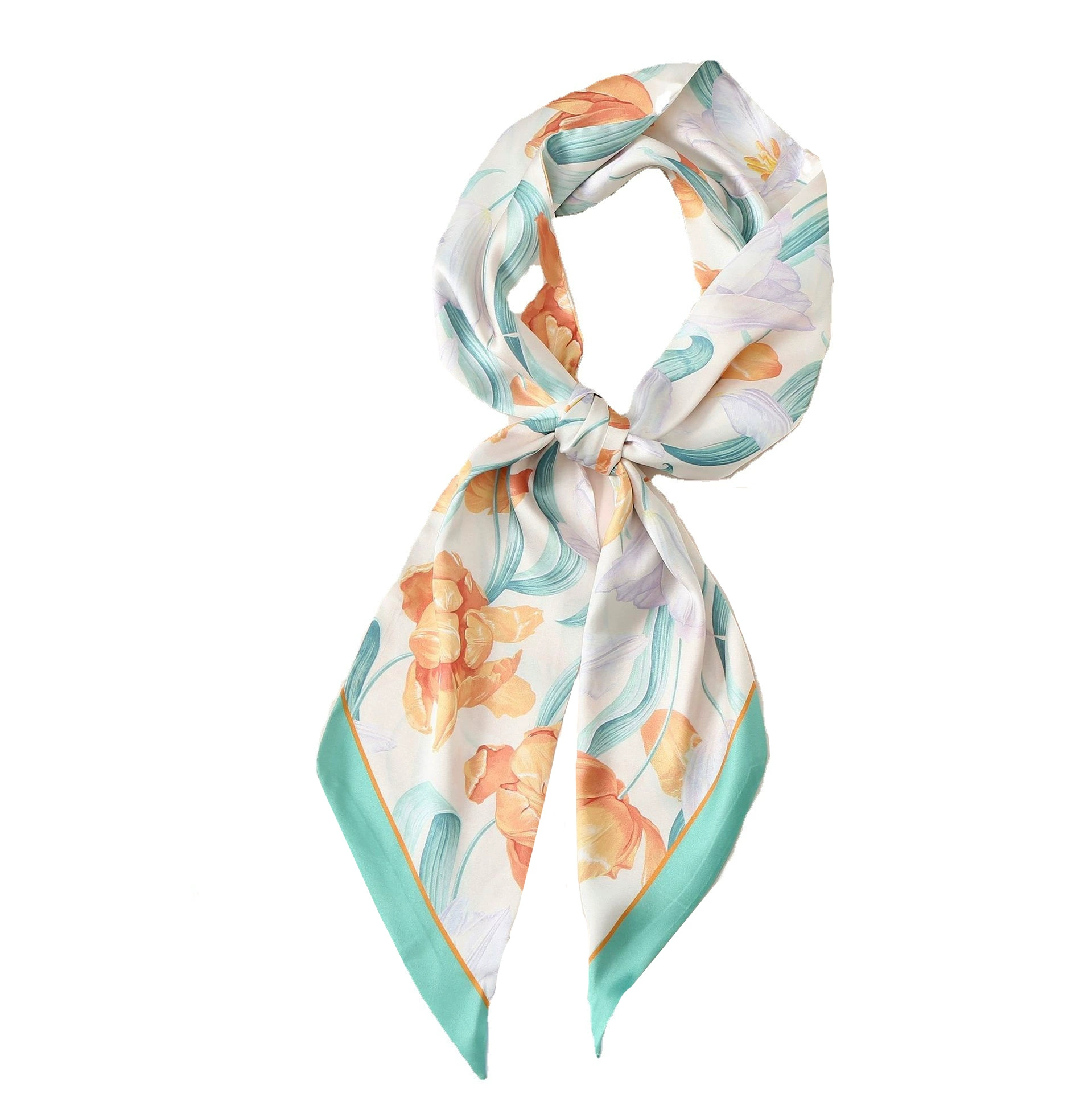 Floral Print Silk-Look Long Scarf view 5