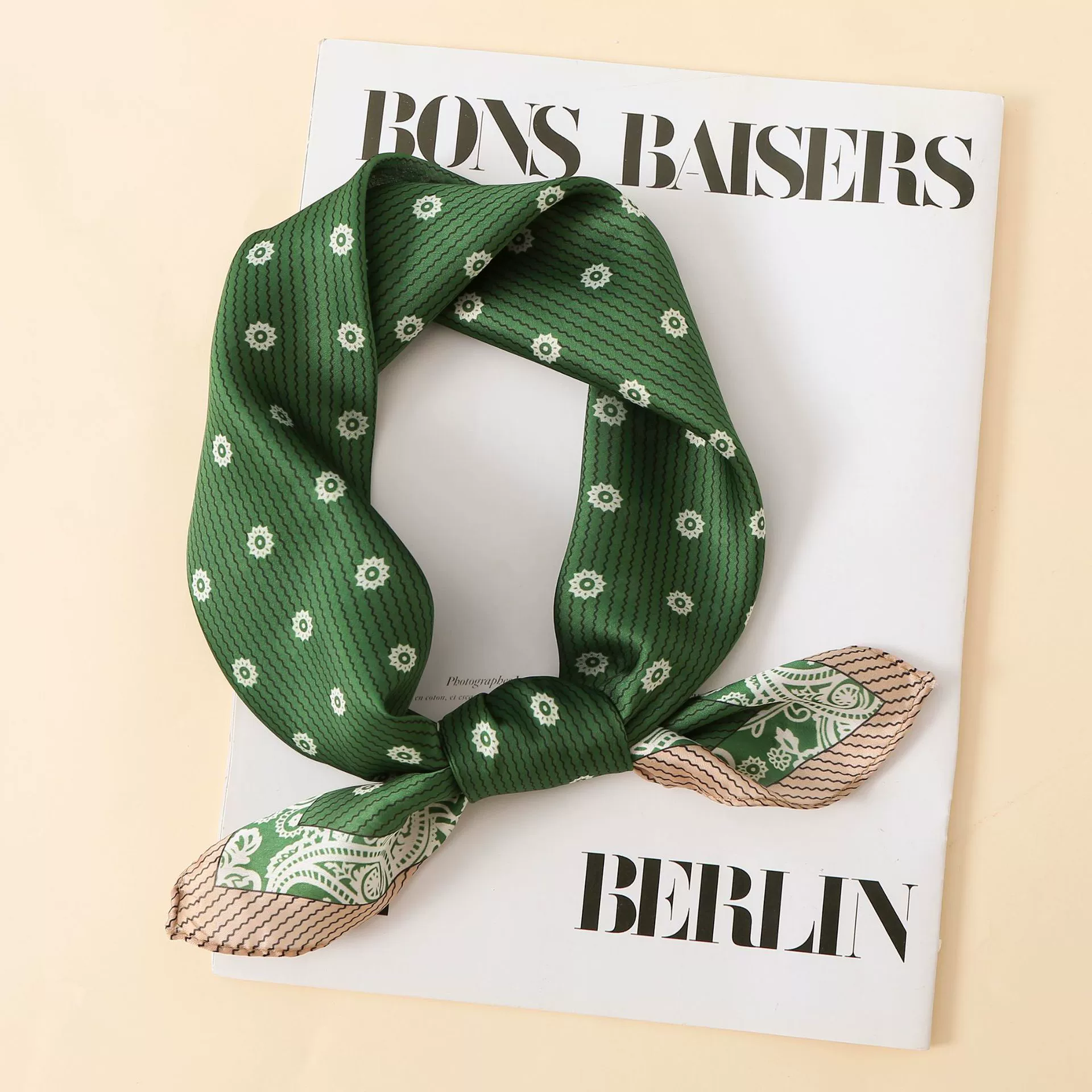 Daisy Print Satin Square Scarf view 2