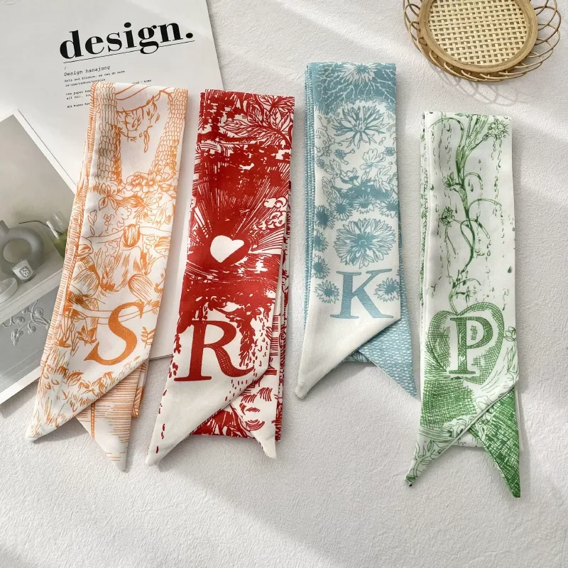 Letter Print Twilly Scarf