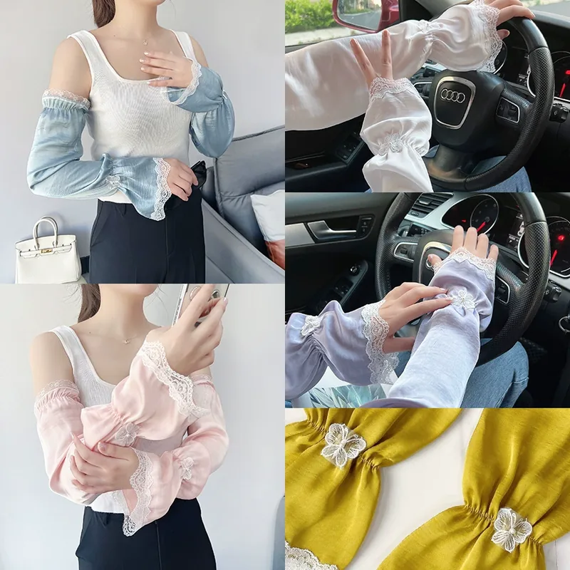 Lace Trim Sun Protection Arm Sleeves