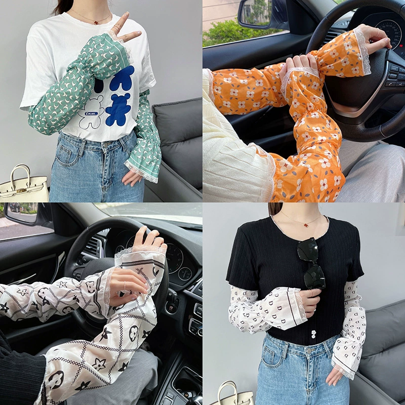 Lace Trim Sun Protection Arm Sleeves
