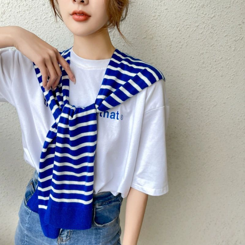 Striped Knitted Capelet view 7