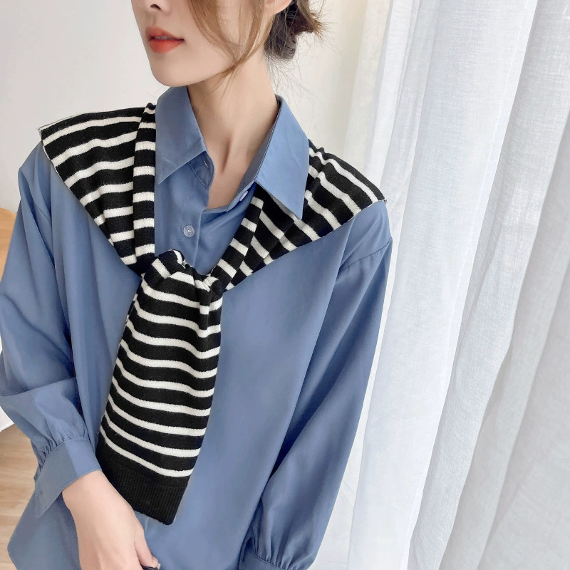 Striped Knitted Capelet view 8