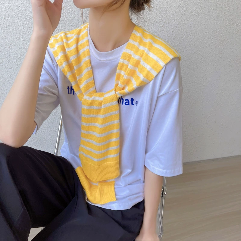 Striped Knitted Capelet view 9