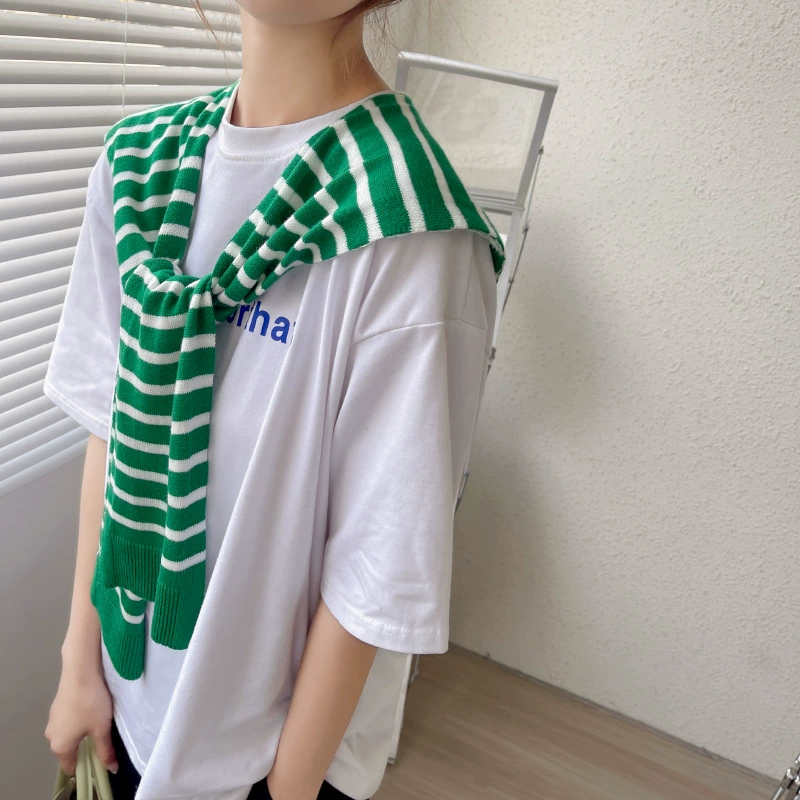 Striped Knitted Capelet view 11