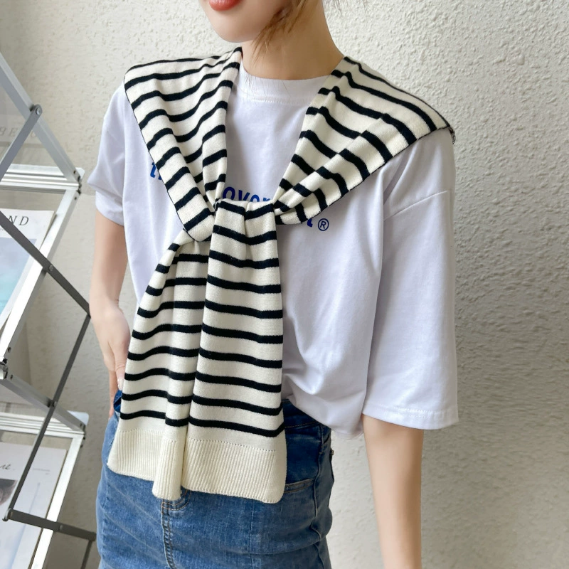 Striped Knitted Capelet view 12