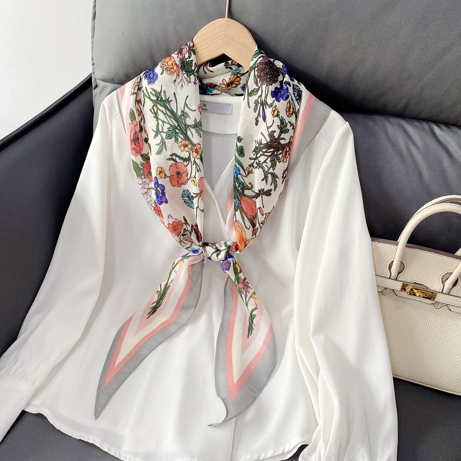Floral Print Long Twilly Scarf view 3