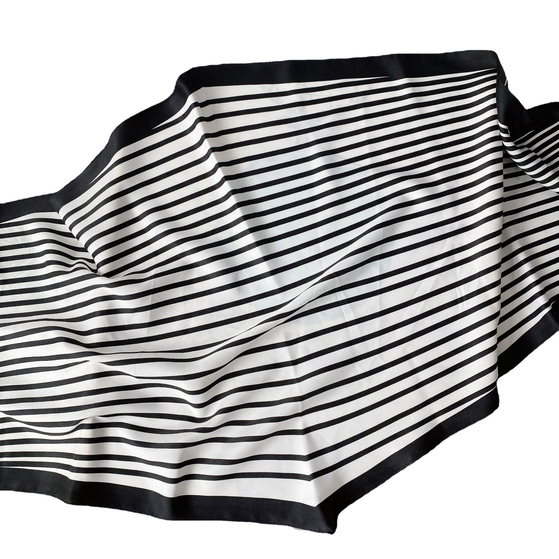 Striped Silk-Look Triangle Scarf view 5