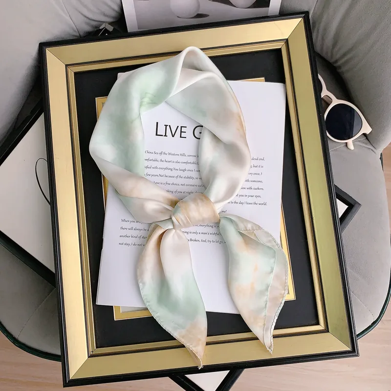 Tie-Dye Print Silk-Look Scarf
