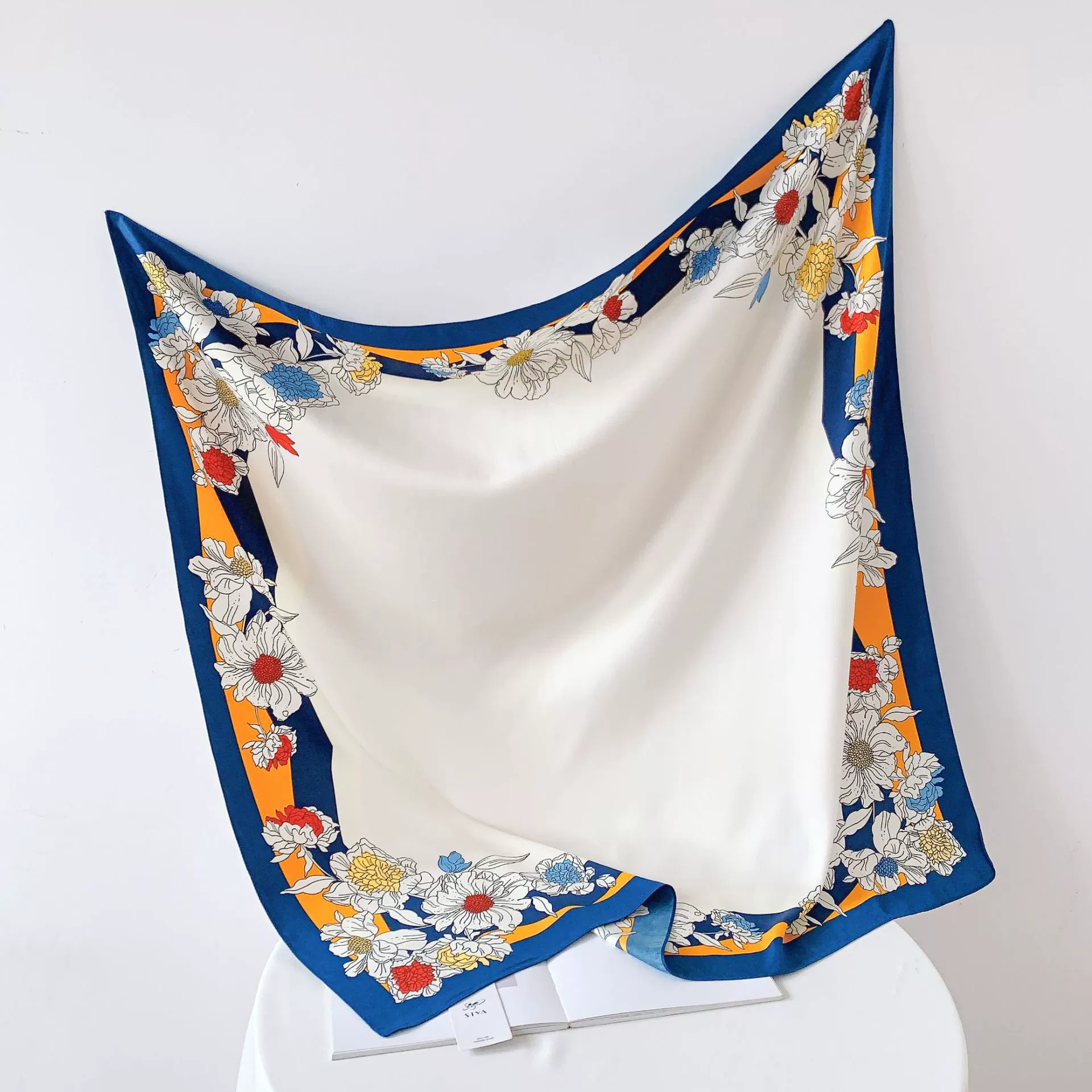 Floral Print Silk-Look Square Scarf view 3