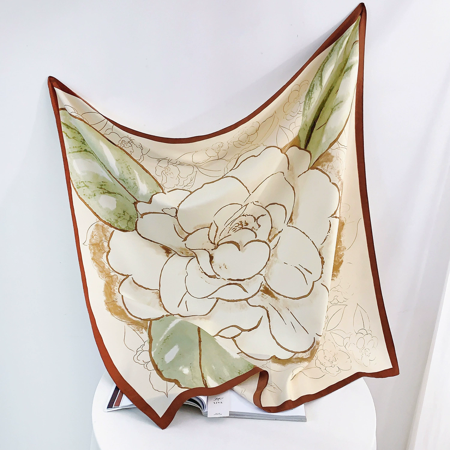 Floral Print Silk-Look Square Scarf view 8