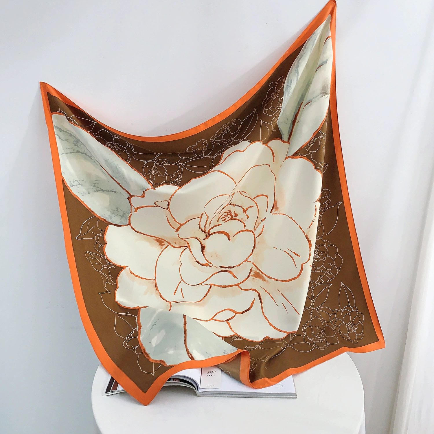 Floral Print Silk-Look Square Scarf view 11