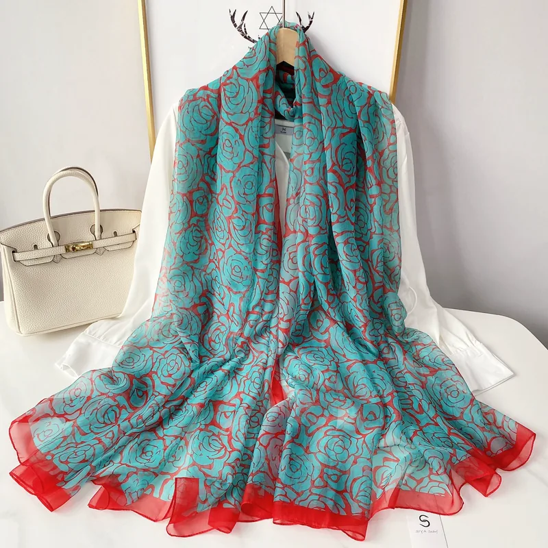 Camellia Print Sheer Scarf