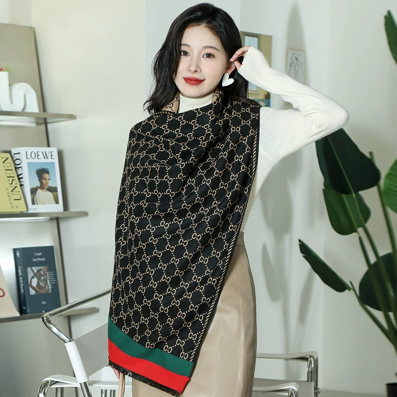 Retro Jacquard Faux Cashmere Scarf with Tassels view 5