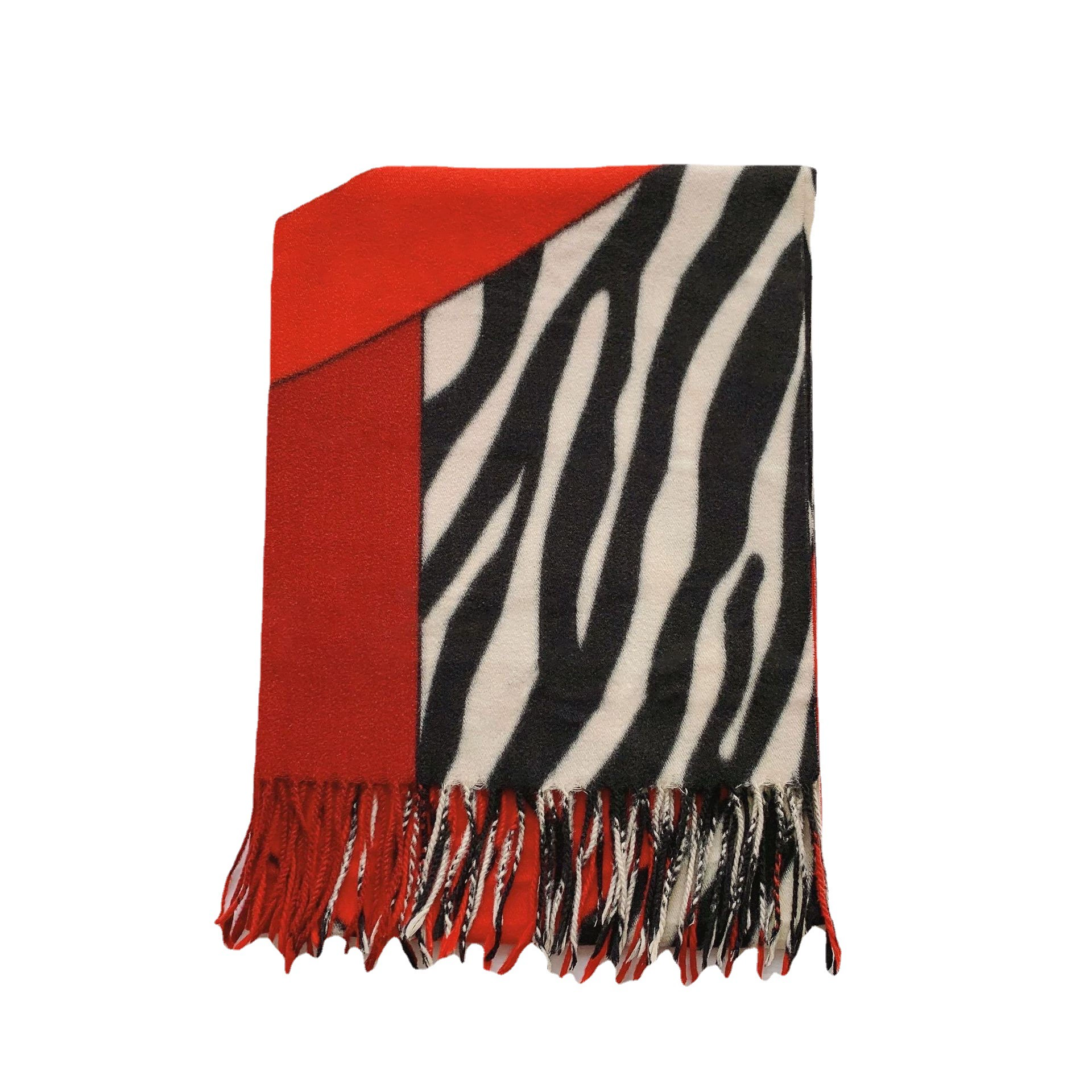 Zebra Print Fringed Scarf Wrap view 5