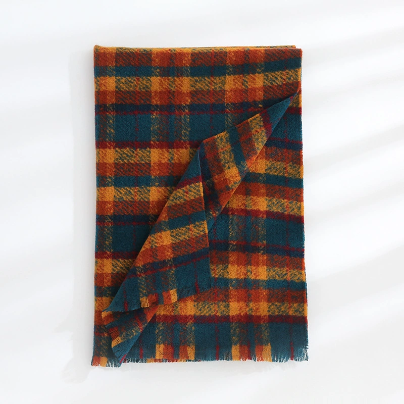 Plaid Print Fringed Scarf Wrap view 4