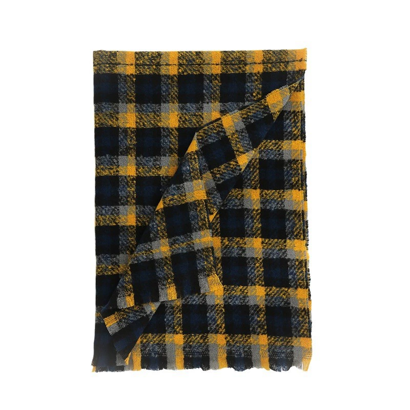 Plaid Print Fringed Scarf Wrap view 5