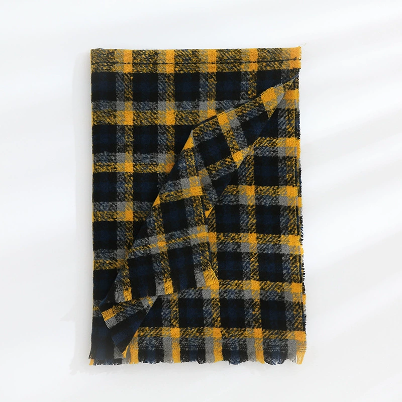 Plaid Print Fringed Scarf Wrap view 6