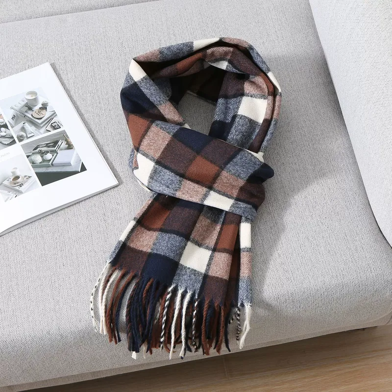 Plaid Print Fringed Scarf