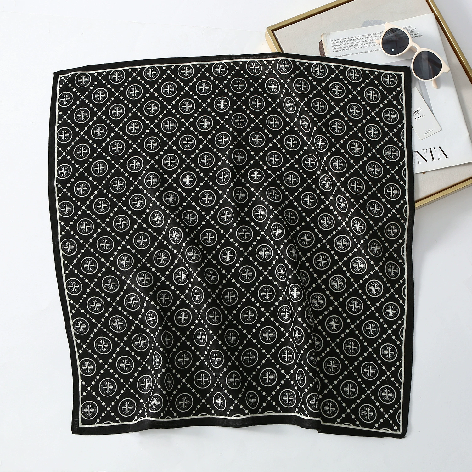 65cm Floral Print Velvet Square Scarf view 3