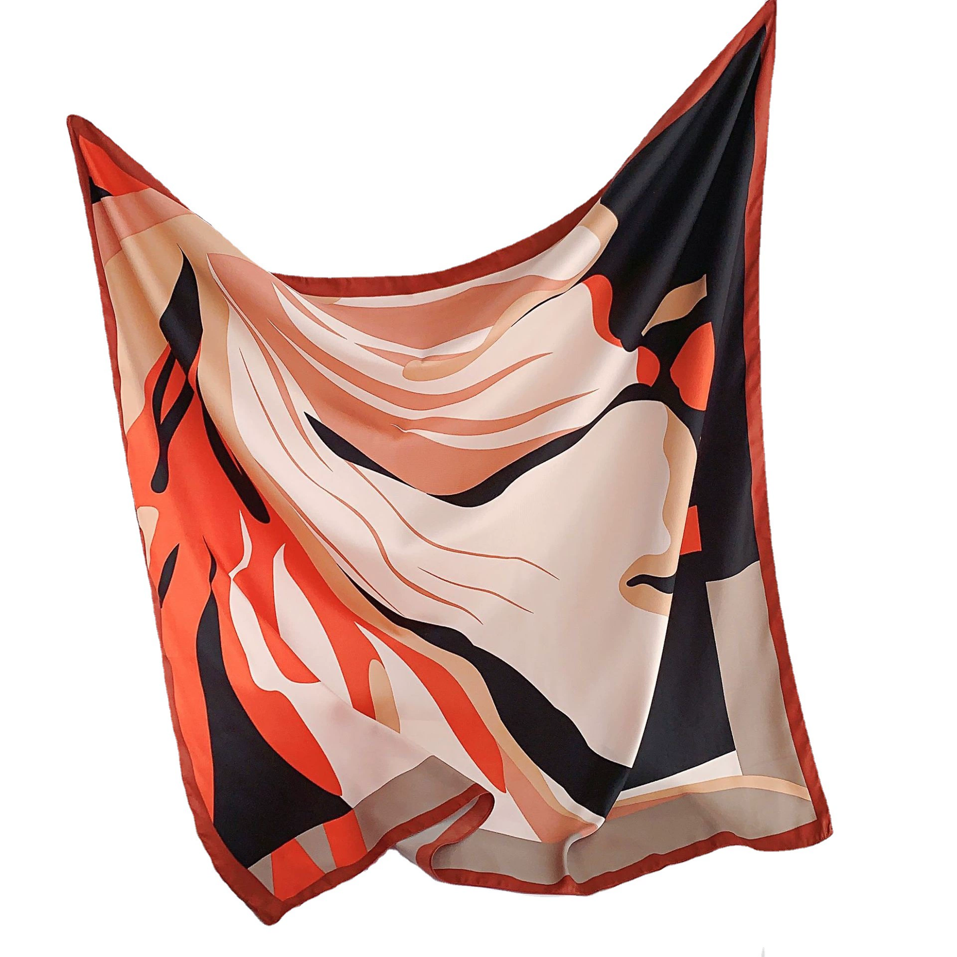 Color Block Silk-Look Square Scarf view 5