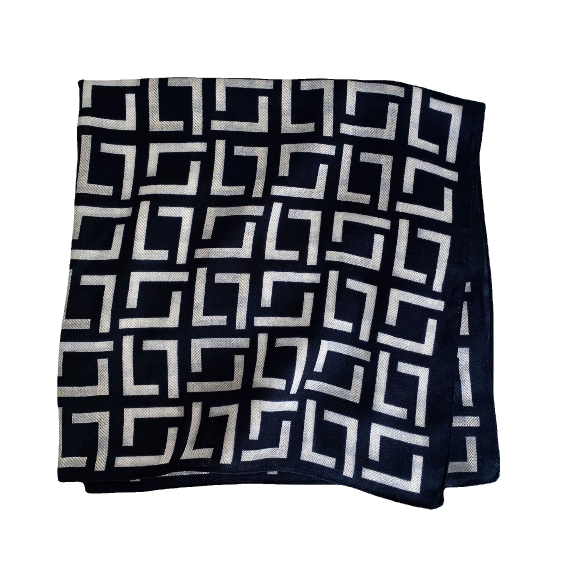 Letter Print Cotton-Linen Square Scarf view 5