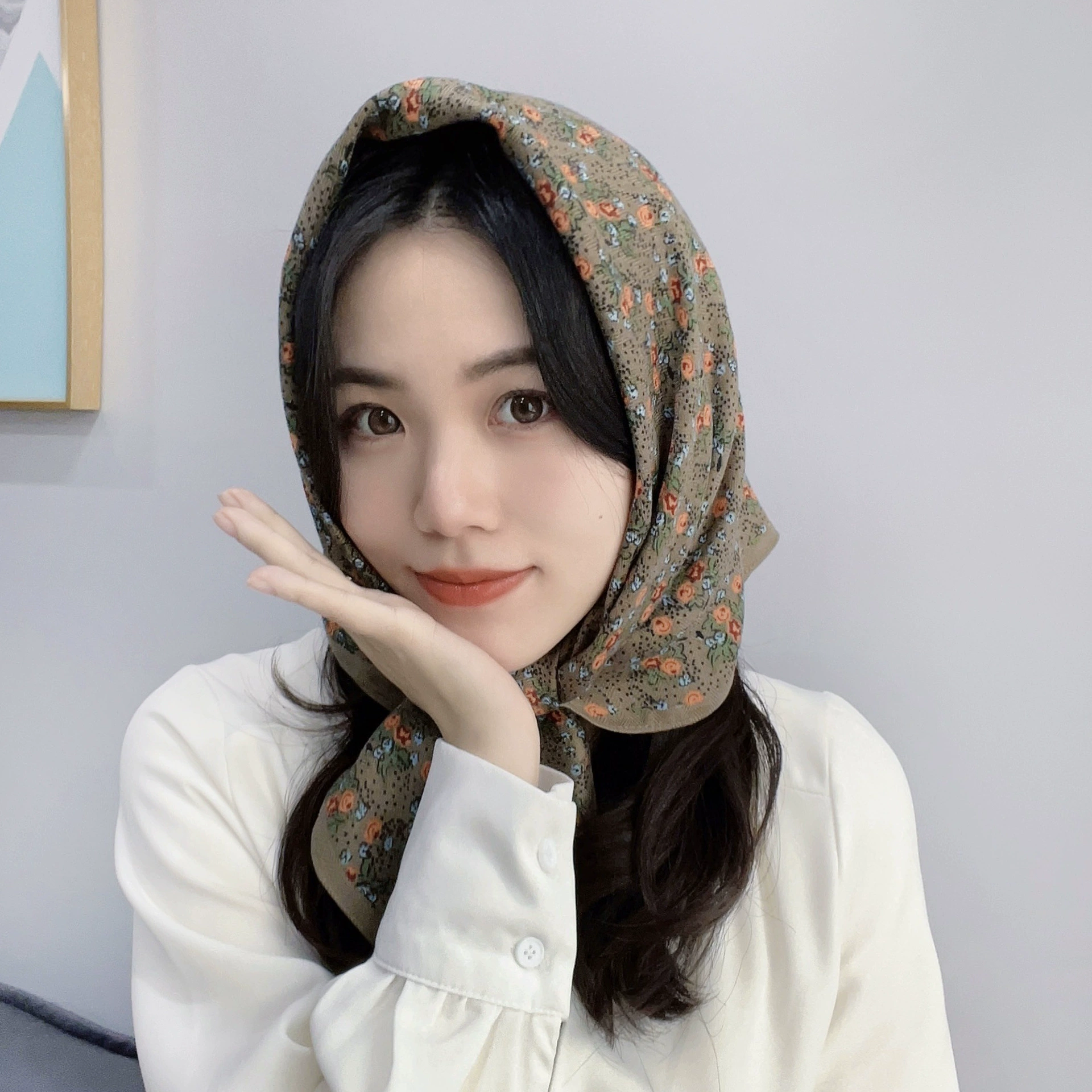Floral Print Square Scarf view 3