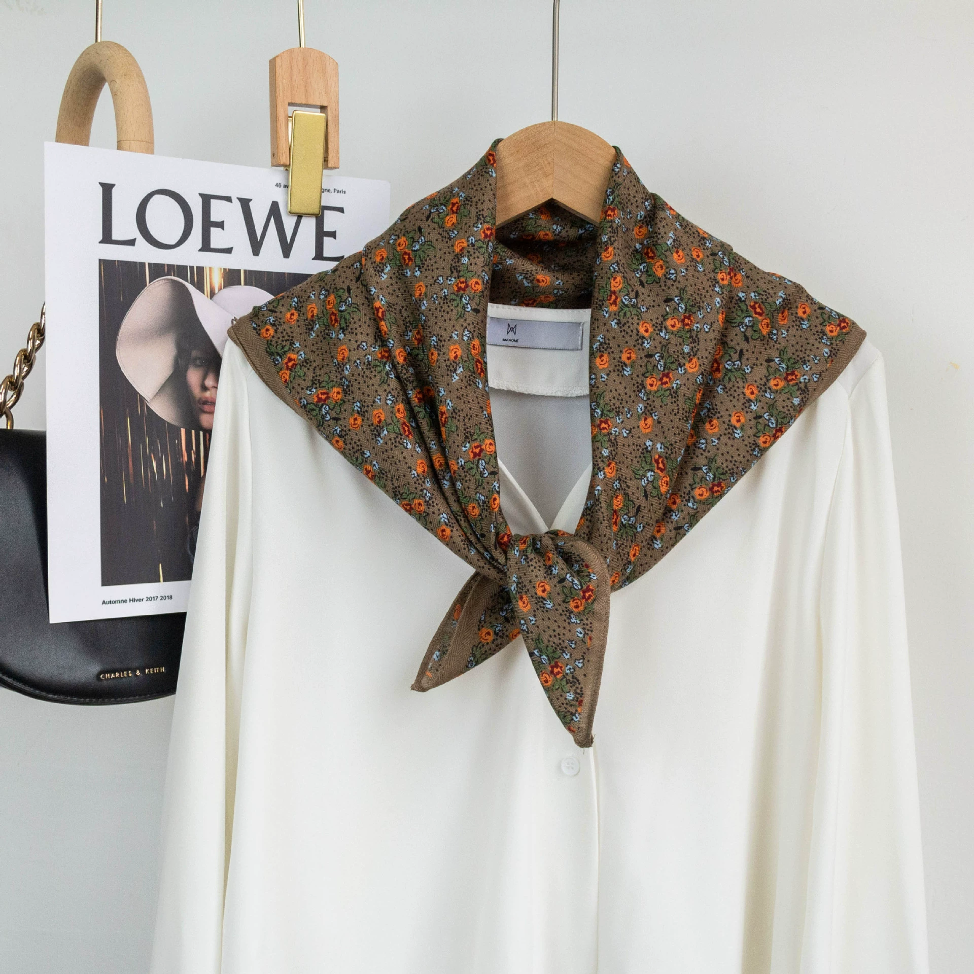 Floral Print Square Scarf view 4