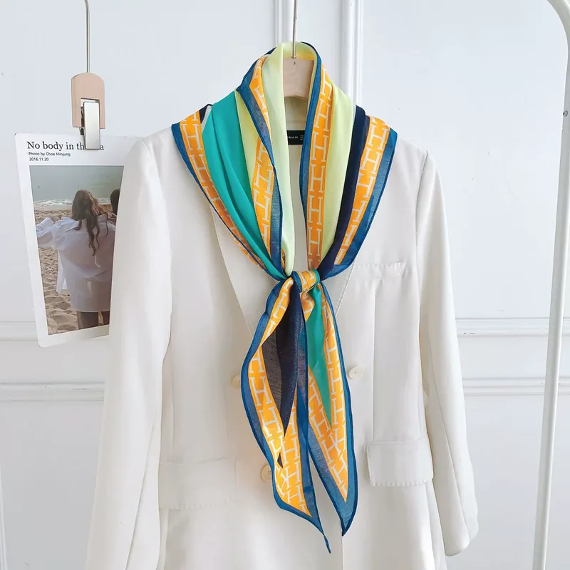 H-Print Silk-Look Neck Scarf