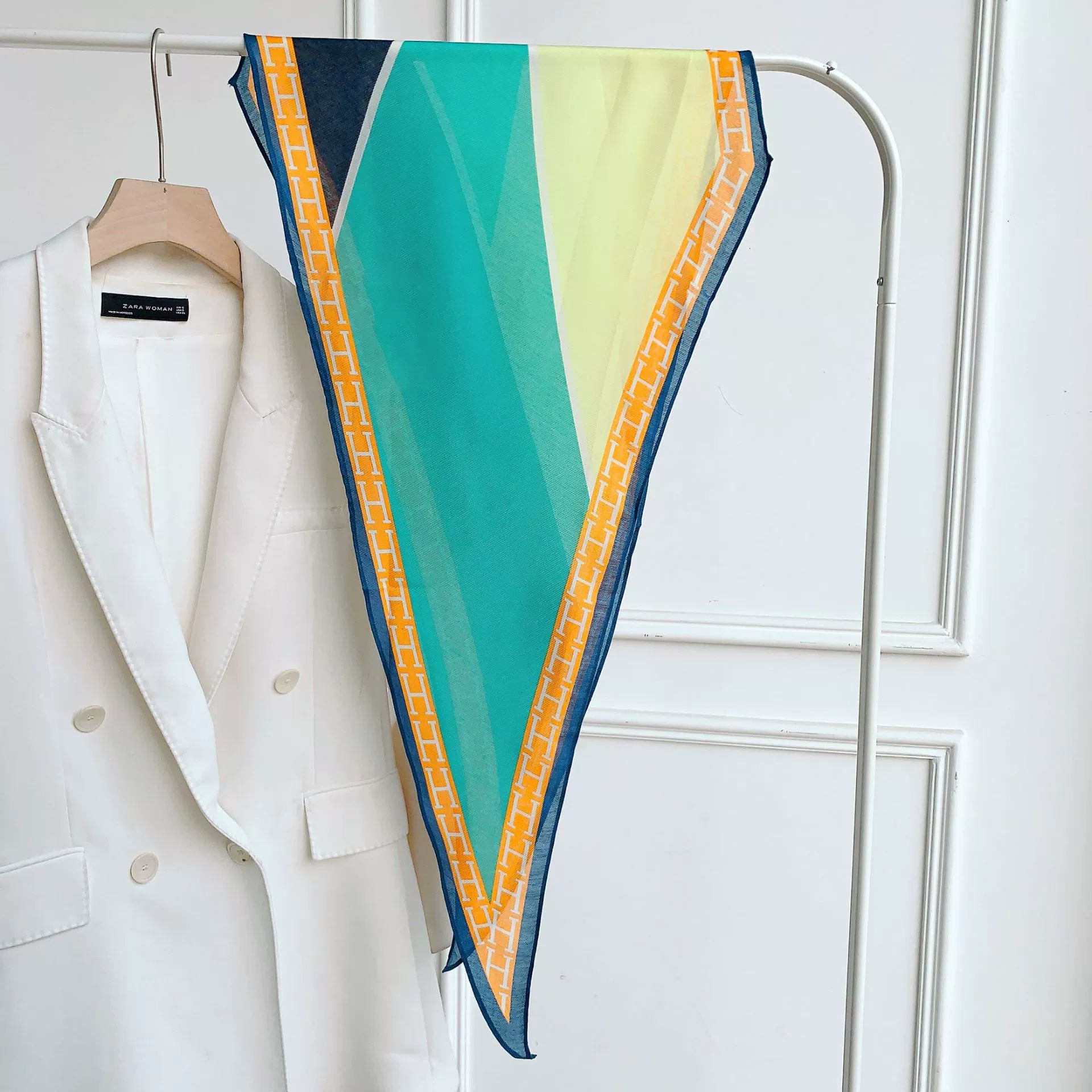H-Print Silk-Look Neck Scarf view 2