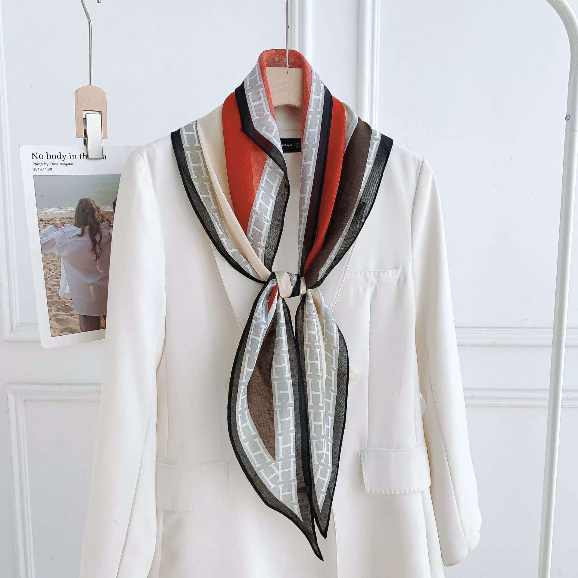 H-Print Silk-Look Neck Scarf view 3