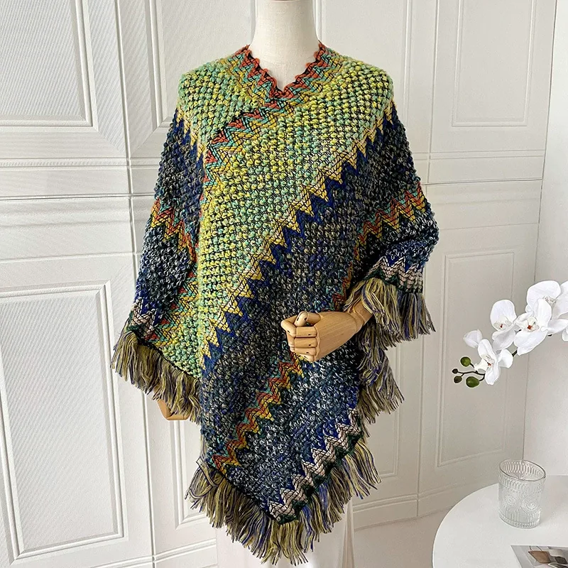 Ethnic Fringe Poncho view 2