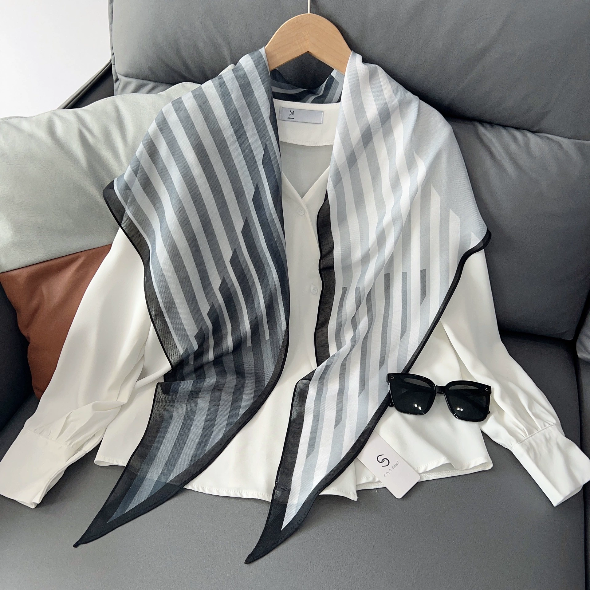Striped Two-Tone Neck Scarf view 2