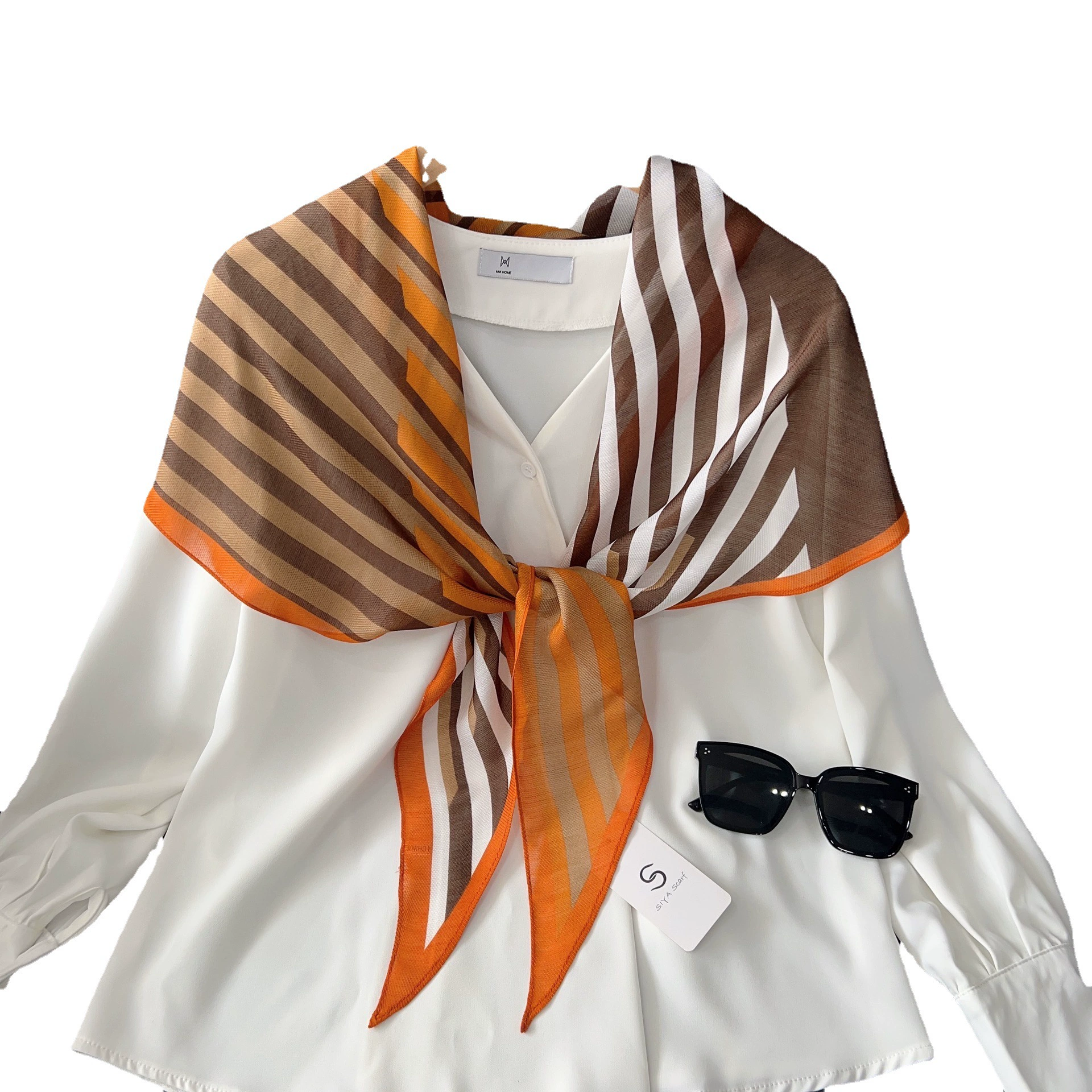 Striped Two-Tone Neck Scarf view 5