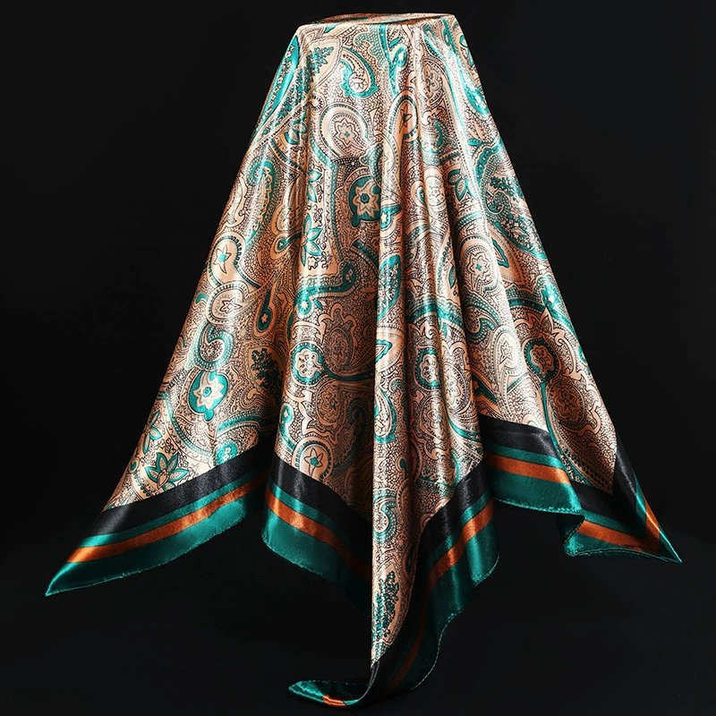 Printed Satin Square Scarf for Women