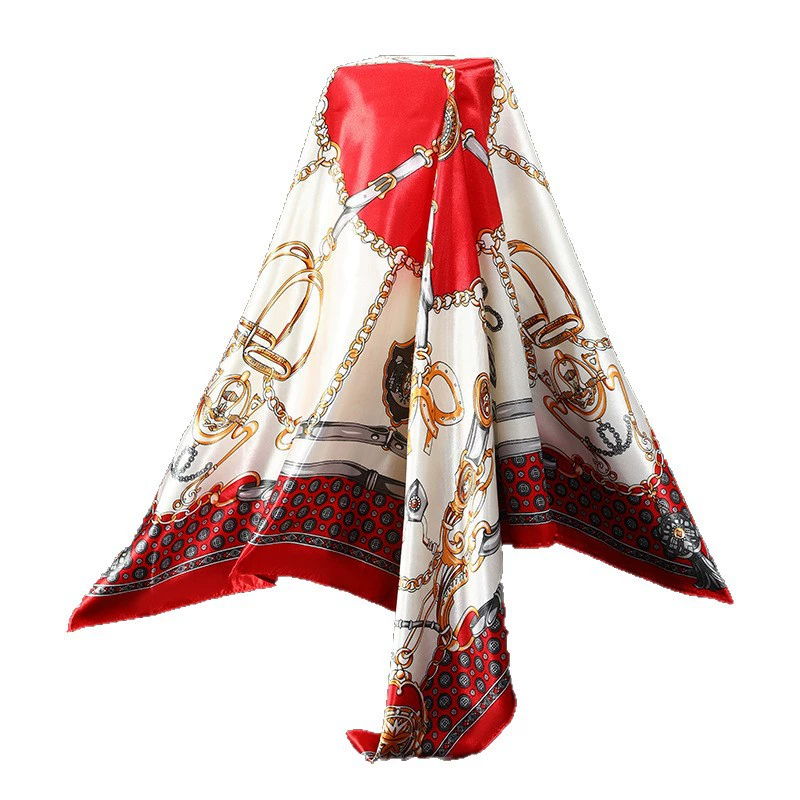 Printed Satin Square Scarf for Women view 2
