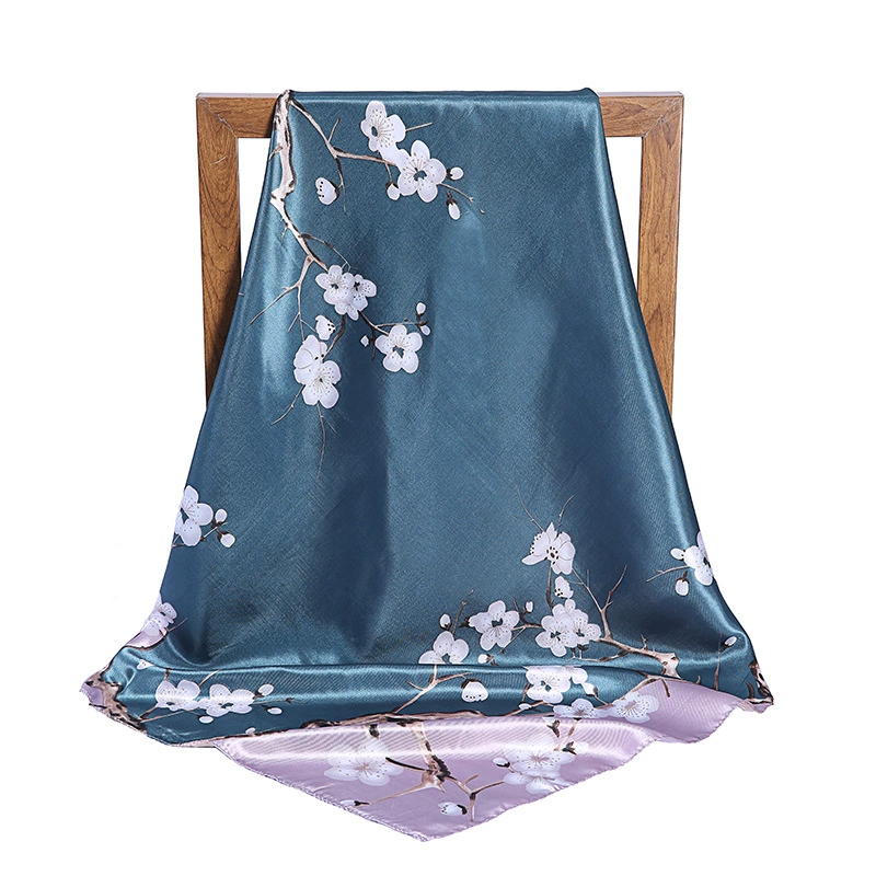 Printed Satin Square Scarf for Women view 5