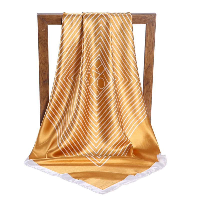 Printed Satin Square Scarf for Women view 7