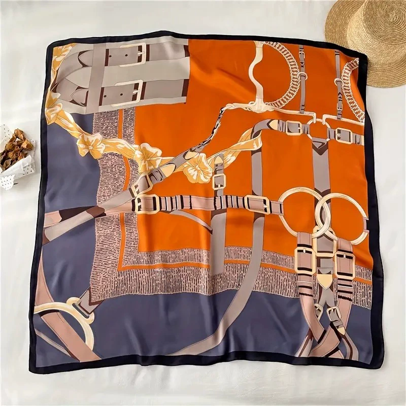 Printed Satin Square Scarf for Women view 8