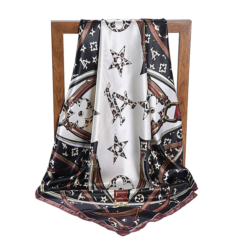 Printed Satin Square Scarf for Women view 9
