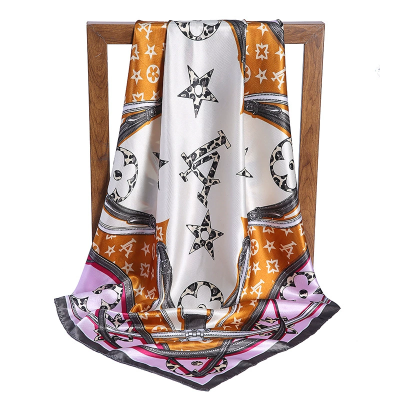 Printed Satin Square Scarf for Women view 10