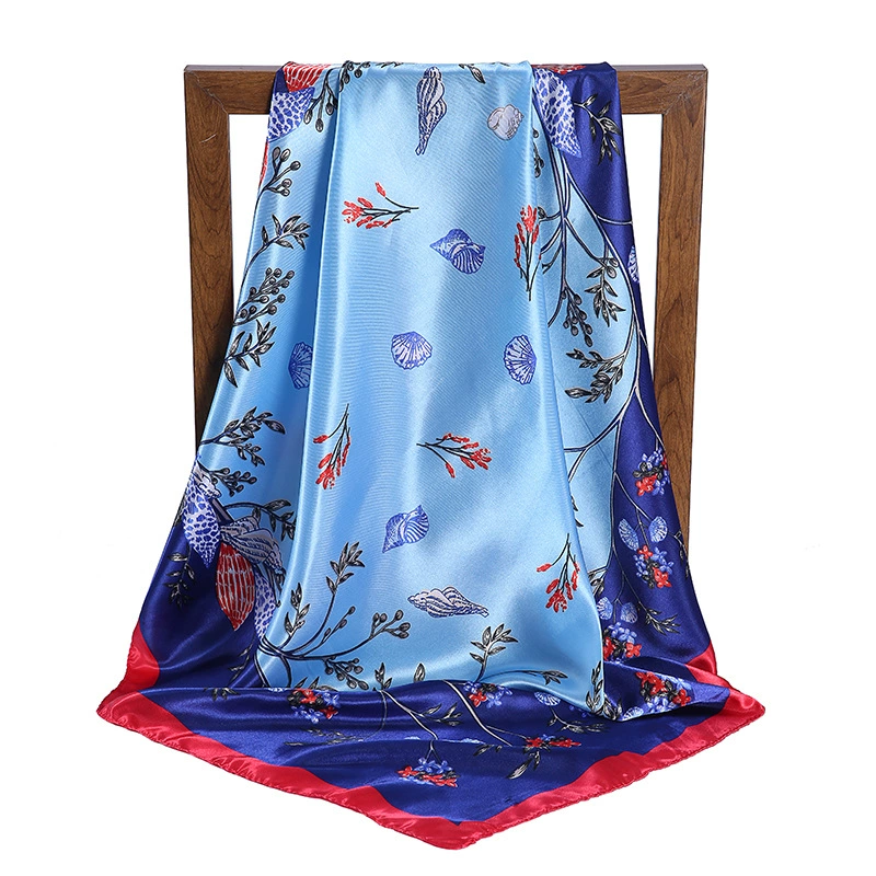 Printed Satin Square Scarf for Women view 11