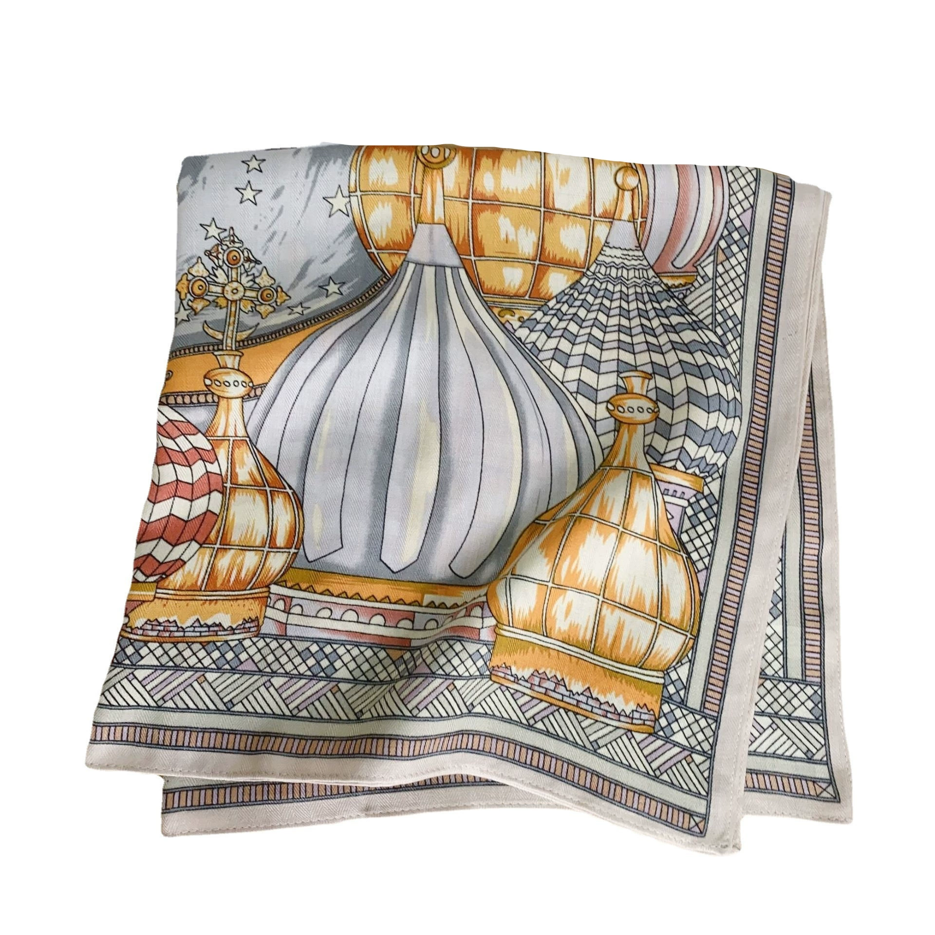 Pañuelo cuadrado con estampado de castillo francés view 5