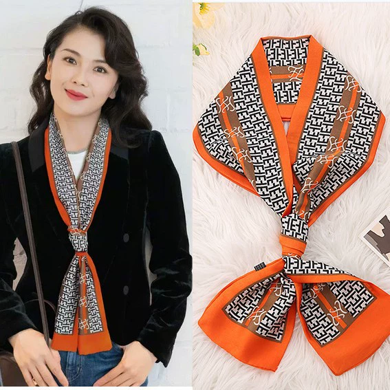 Narrow Silk Twilly Scarf for Women