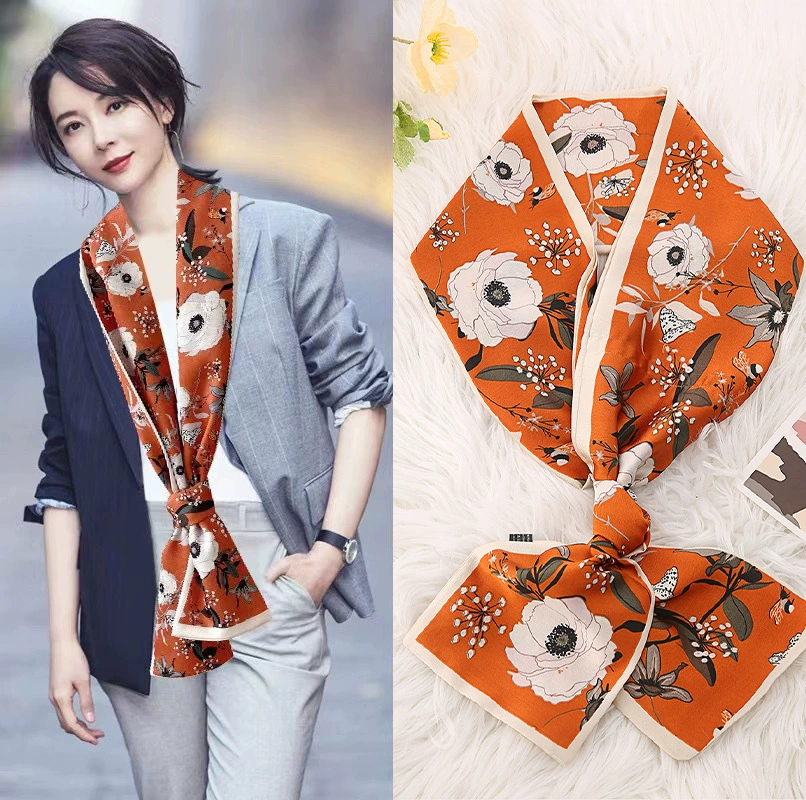 Narrow Silk Twilly Scarf for Women view 4