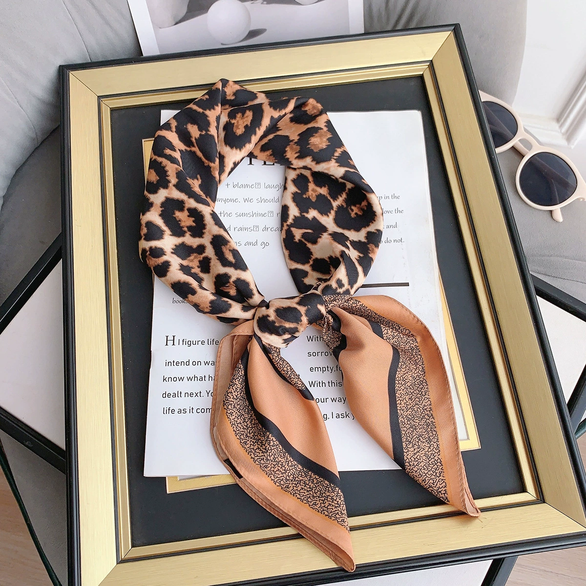 Leopard Print Silk-Look Scarf view 2