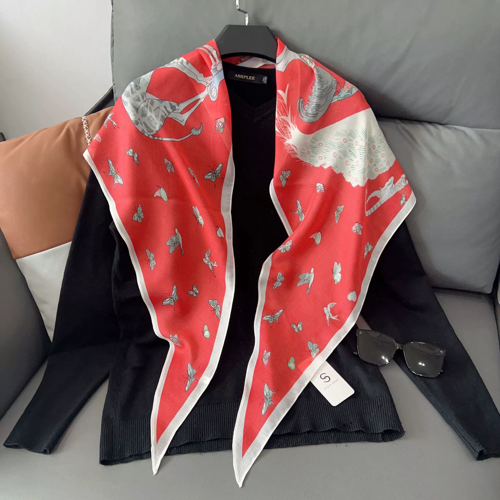 Butterfly Print Neck Scarf view 2