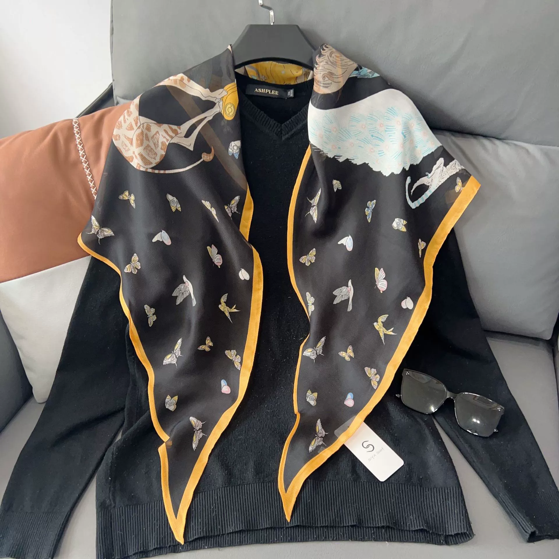 Butterfly Print Neck Scarf view 3
